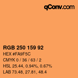 颜色代码: RGB 250 159 92 | qconv.com