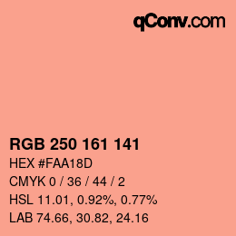 カラーコード: RGB 250 161 141 | qconv.com