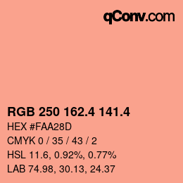 カラーコード: RGB 250 162.4 141.4 | qconv.com