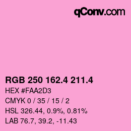 カラーコード: RGB 250 162.4 211.4 | qconv.com