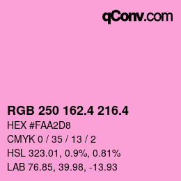 カラーコード: RGB 250 162.4 216.4 | qconv.com