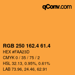 カラーコード: RGB 250 162.4 61.4 | qconv.com