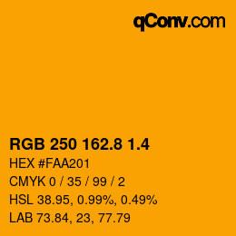 カラーコード: RGB 250 162.8 1.4 | qconv.com