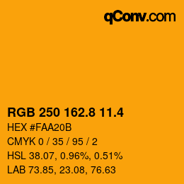 カラーコード: RGB 250 162.8 11.4 | qconv.com