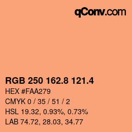 カラーコード: RGB 250 162.8 121.4 | qconv.com