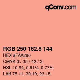 カラーコード: RGB 250 162.8 144 | qconv.com