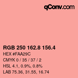 カラーコード: RGB 250 162.8 156.4 | qconv.com