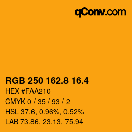 カラーコード: RGB 250 162.8 16.4 | qconv.com