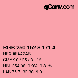 カラーコード: RGB 250 162.8 171.4 | qconv.com