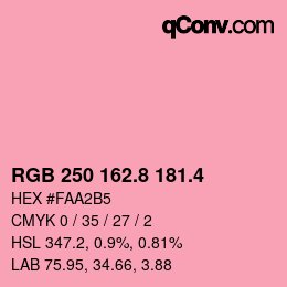 カラーコード: RGB 250 162.8 181.4 | qconv.com