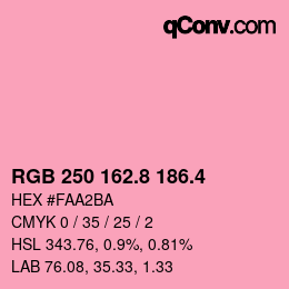 カラーコード: RGB 250 162.8 186.4 | qconv.com
