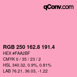 カラーコード: RGB 250 162.8 191.4 | qconv.com