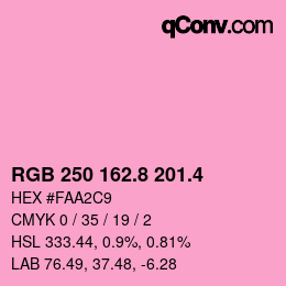カラーコード: RGB 250 162.8 201.4 | qconv.com