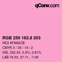 カラーコード: RGB 250 162.8 203 | qconv.com