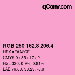 カラーコード: RGB 250 162.8 206.4 | qconv.com