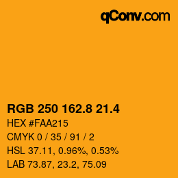 カラーコード: RGB 250 162.8 21.4 | qconv.com