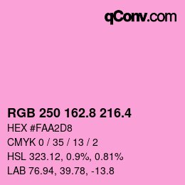 カラーコード: RGB 250 162.8 216.4 | qconv.com