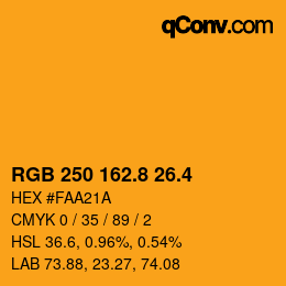 カラーコード: RGB 250 162.8 26.4 | qconv.com