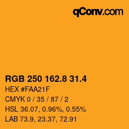 カラーコード: RGB 250 162.8 31.4 | qconv.com