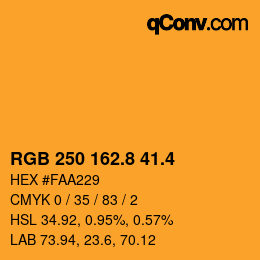 カラーコード: RGB 250 162.8 41.4 | qconv.com