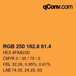 カラーコード: RGB 250 162.8 61.4 | qconv.com
