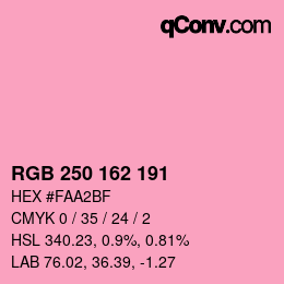 Color code: RGB 250 162 191 | qconv.com