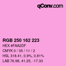 カラーコード: RGB 250 162 223 | qconv.com