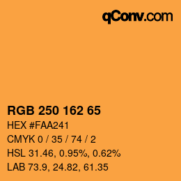 カラーコード: RGB 250 162 65 | qconv.com
