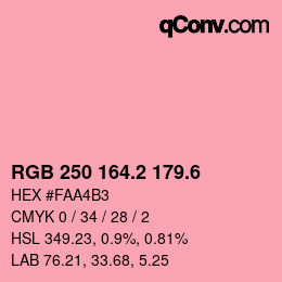 カラーコード: RGB 250 164.2 179.6 | qconv.com