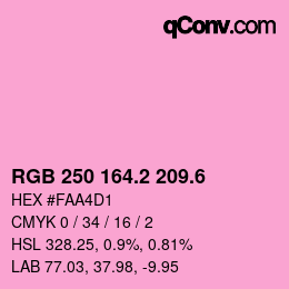 カラーコード: RGB 250 164.2 209.6 | qconv.com