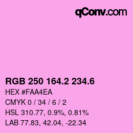 カラーコード: RGB 250 164.2 234.6 | qconv.com