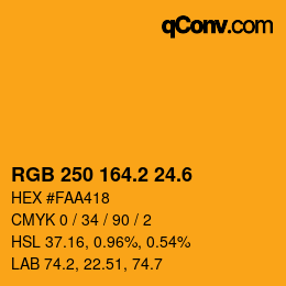 カラーコード: RGB 250 164.2 24.6 | qconv.com