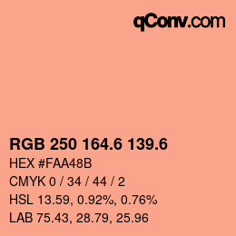 カラーコード: RGB 250 164.6 139.6 | qconv.com
