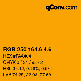カラーコード: RGB 250 164.6 4.6 | qconv.com