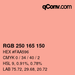 Code couleur: RGB 250 165 150 | qconv.com