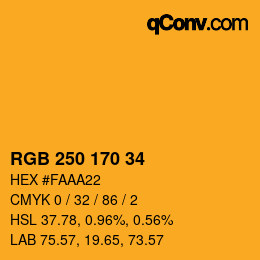 カラーコード: RGB 250 170 34 | qconv.com