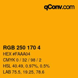 カラーコード: RGB 250 170 4 | qconv.com