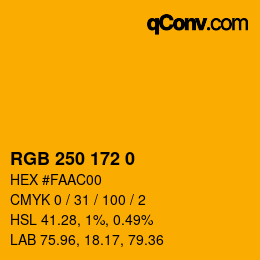 カラーコード: RGB 250 172 0 | qconv.com