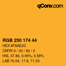 Color code: RGB 250 174 44 | qconv.com