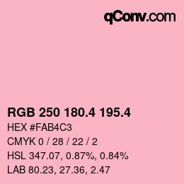 カラーコード: RGB 250 180.4 195.4 | qconv.com