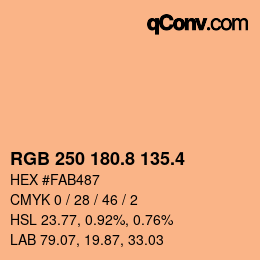 カラーコード: RGB 250 180.8 135.4 | qconv.com