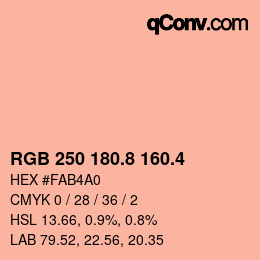 カラーコード: RGB 250 180.8 160.4 | qconv.com