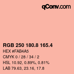 カラーコード: RGB 250 180.8 165.4 | qconv.com