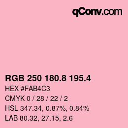 カラーコード: RGB 250 180.8 195.4 | qconv.com