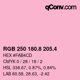 カラーコード: RGB 250 180.8 205.4 | qconv.com