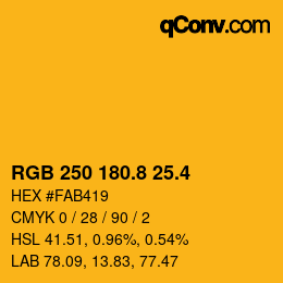 カラーコード: RGB 250 180.8 25.4 | qconv.com
