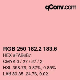 カラーコード: RGB 250 182.2 183.6 | qconv.com