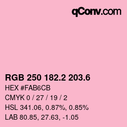 カラーコード: RGB 250 182.2 203.6 | qconv.com