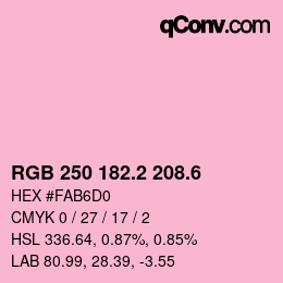 カラーコード: RGB 250 182.2 208.6 | qconv.com