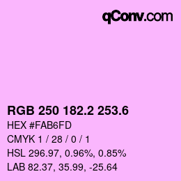 カラーコード: RGB 250 182.2 253.6 | qconv.com